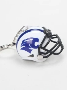Llavero con tigre cabeza patrón fútbol americano casco diseño - Blanco - Ver 1