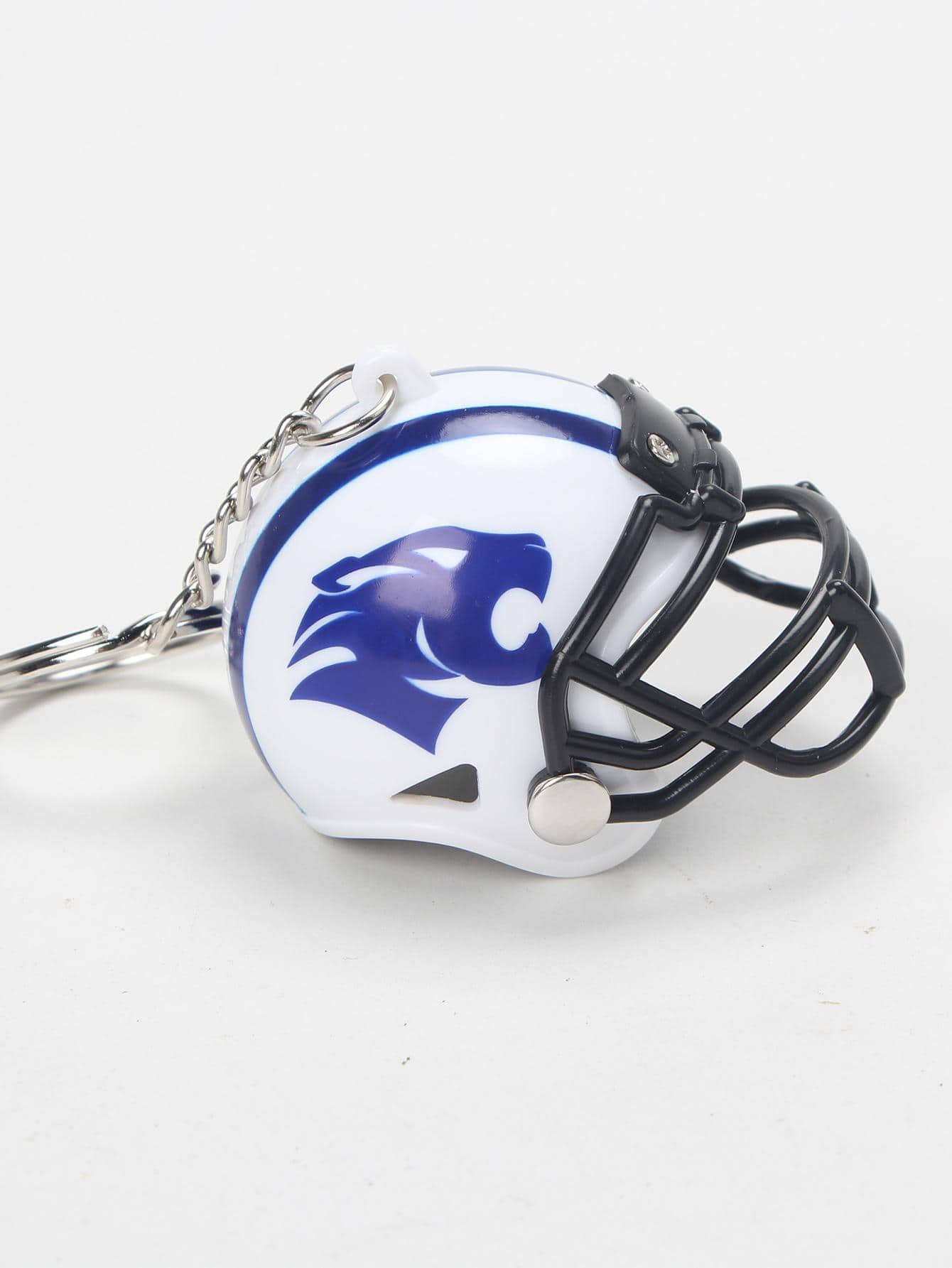 Llavero con tigre cabeza patrón fútbol americano casco diseño - Blanco - Ver 1