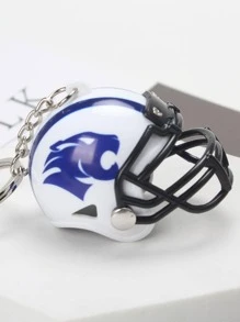 Llavero con tigre cabeza patrón fútbol americano casco diseño - Blanco - Ver 3