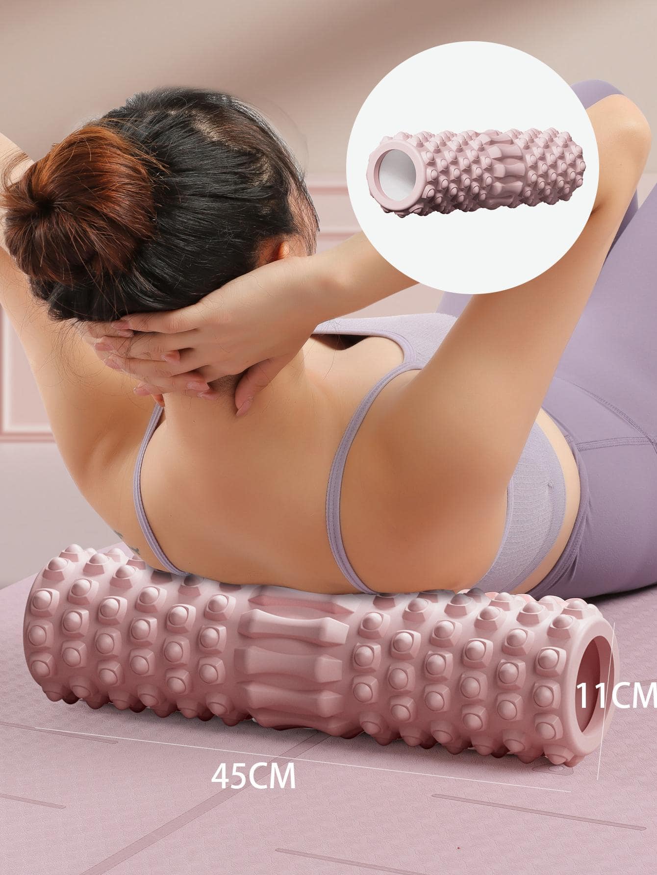 Con lăn mát xa bằng bọt để mát xa mô sâu & giảm đau lưng, tập thể dục & Yoga & Pilates, 11,8 Inch / 15 Inch, Trắng & Hồng - Hồng - Xem 1