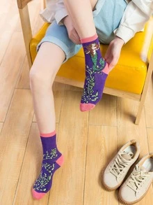 Mermaid Pattern Crew Socks - Multicolor - View 3