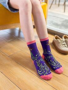Mermaid Pattern Crew Socks - Multicolor - View 4