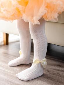 4 件套女童弹力紧身裤柔软透气婴儿长袜，儿童配饰 - 白色 - 查看 1