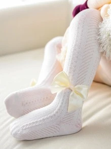 4 件套女童弹力紧身裤柔软透气婴儿长袜，儿童配饰 - 白色 - 查看 2