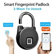 1pc Zinc Alloy Smart Fingerprint Padlock, Modern Door Lock For Gym, Backpack, School, Fence - Black - View 1