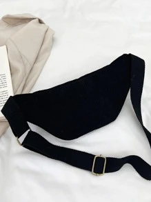 前拉鏈腰包可調整肩帶極簡 - 黑色 - 查看 4