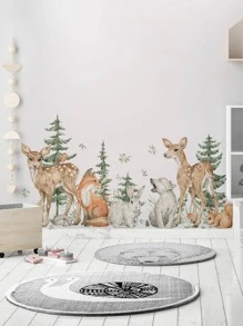 1 pieza PVC muro dibujos animados lindo con patrón de animal impermeable Pegatina de pared para casa Decoración mural - Multicolor - Ver 5