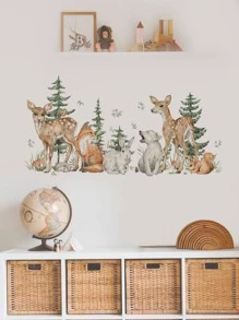1 pieza PVC muro dibujos animados lindo con patrón de animal impermeable Pegatina de pared para casa Decoración mural - Multicolor - Ver 4