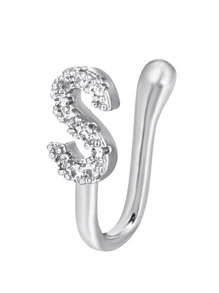 1入組極簡送禮各種字母鼻環 - 銀色 - 查看 6