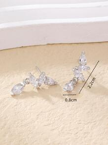 Bông tai hình bướm đính đá Cubic Zirconia - Bạc - Xem 4