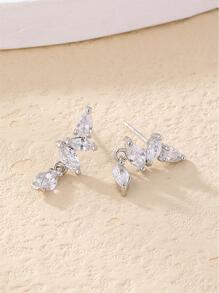 Bông tai hình bướm đính đá Cubic Zirconia - Bạc - Xem 2