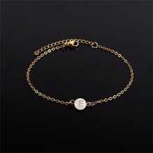 时尚精致首字母女式手链 金色不锈钢链式手链 女士珠宝 1 件 - 金色 - 查看 4