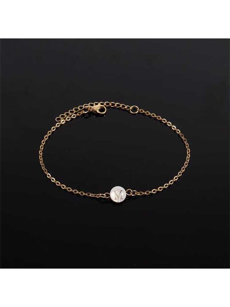 Fashion Dainty Initial Letter Women Bracelet Gold Color Stainless Steel Chain Bracelet For Women Jewelry 1pc