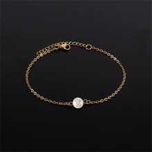 时尚精致首字母女式手链 金色不锈钢链式手链 女士珠宝 1 件 - 金色 - 查看 7