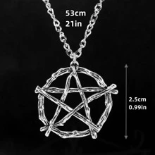 Vòng cổ mặt dây chuyền hình tròn trang trí ngôi sao - Bạc - Xem 3