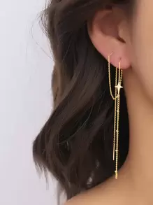 Andkiss Pendientes de enhebrador con diseño de estrella