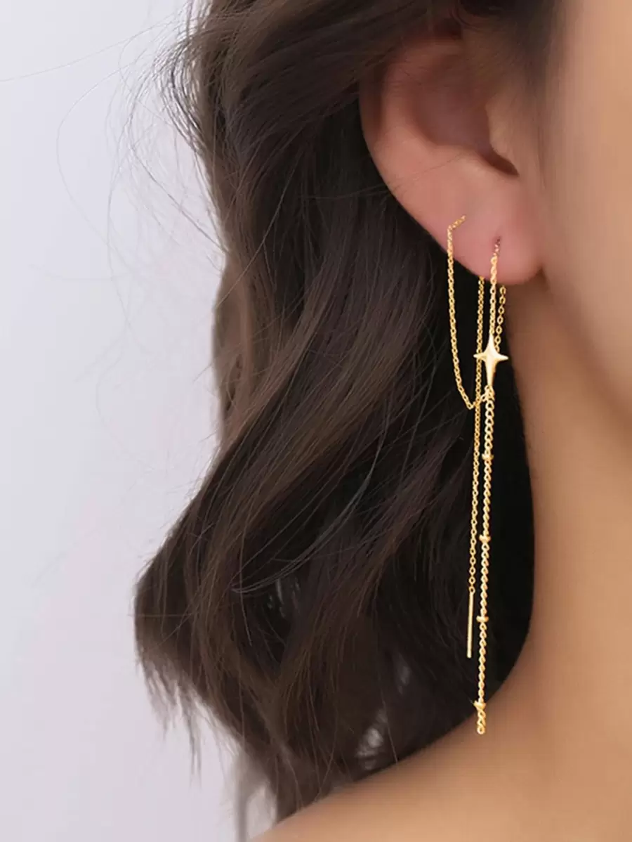 Andkiss Pendientes de enhebrador con diseño de estrella