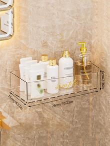 1入組字母圖案透明浴室掛壁式收納現代PS免打孔收納架 - 無色 - 查看 4