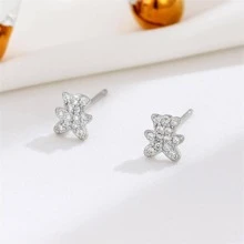 OMID 時尚方晶鋯石熊純銀耳釘適合女士日常裝飾 - 耳環 - 查看 6