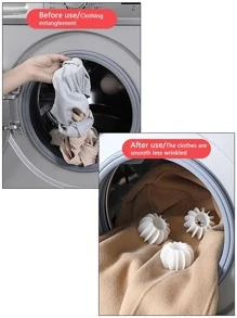 1 Bộ Quả Bóng Giặt Cao Su, Quả Bóng Sấy Giặt Chống Thắt Nút Sáng Tạo Có Thể Tái Sử Dụng Cho Máy Giặt - trắng - Xem 6