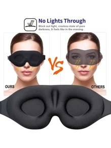 1入組男士女士睡眠眼罩，3D 輪廓罩杯睡眠面罩和眼罩，凹面模壓夜間睡眠面罩，遮光，柔軟舒適眼罩，適合旅行瑜伽午睡，黑色 - 黑色 - 查看 2