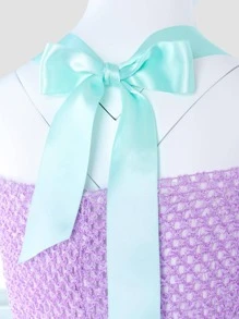 Young Girl Mermaid Shell Princess Dress With Mermaid Headband, Perfect For Party And Cosplay - Lilac Purple - View 5