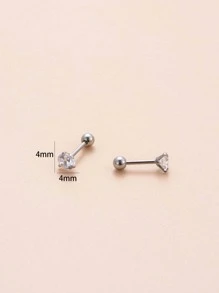 3 cặp/bộ Bông tai trang trí bằng đá Cubic Zirconia - Bạc - Xem 6