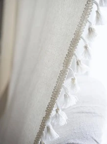 1 rèm phòng ngủ trơn Bubaba, rèm che nắng bằng polyester tối giản Boho có tua rua trang trí, thích hợp cho phòng khách, phòng ngủ, nhà bếp, phòng ăn, phòng tập thể dục, hiên nhà, mọi mùa, trang trí ngày lễ - Màu be - Xem 5