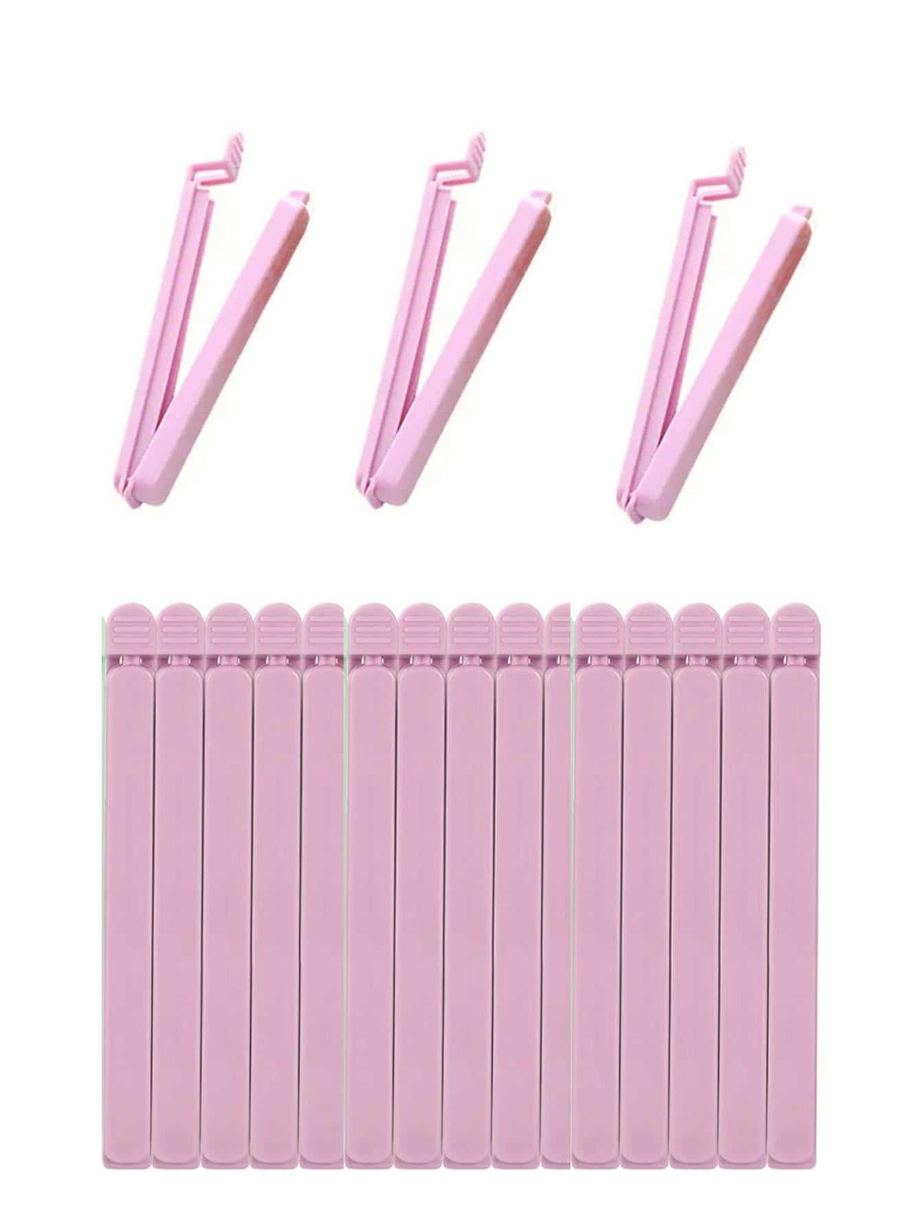 6pcs/set Plastic Food Sealing Clip, Minimalist Pink Bag Clip For Home