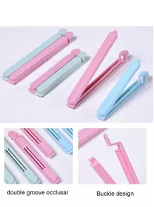 6pcs/set Plastic Food Sealing Clip, Minimalist Pink Bag Clip For Home