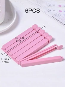 6pcs/set Plastic Food Sealing Clip, Minimalist Pink Bag Clip For Home