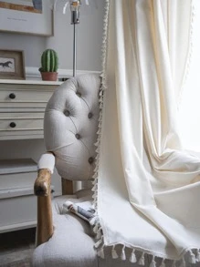 1 rèm phòng ngủ trơn Bubaba, rèm che nắng bằng polyester tối giản Boho có tua rua trang trí, thích hợp cho phòng khách, phòng ngủ, nhà bếp, phòng ăn, phòng tập thể dục, hiên nhà, mọi mùa, trang trí ngày lễ - Màu be - Xem 10