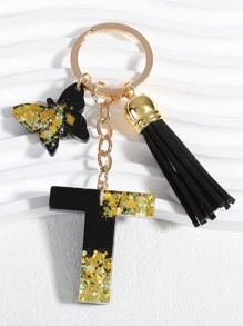 1pc Women Letter & Tassel Charm Fashionable Keychain For Daily Life - Multicolor - View 1