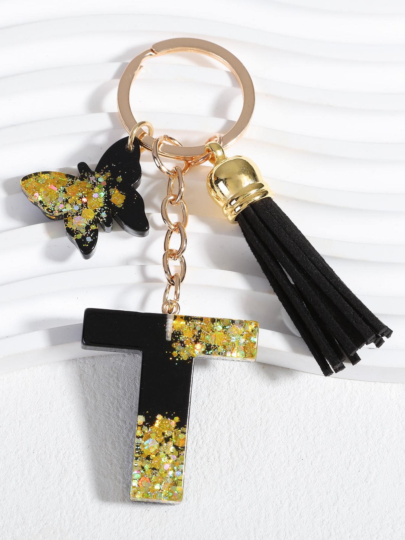 1pc Women Letter & Tassel Charm Fashionable Keychain For Daily Life - Multicolor - View 1