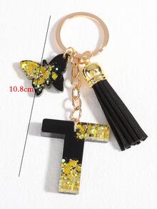 1pc Women Letter & Tassel Charm Fashionable Keychain For Daily Life - Multicolor - View 3