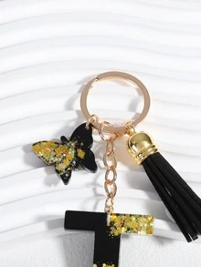 1pc Women Letter & Tassel Charm Fashionable Keychain For Daily Life - Multicolor - View 4