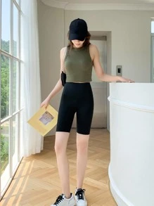 Solid Cycling Shorts - Black - View 3