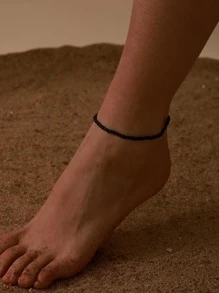 1入組時尚潮流優雅女士風格米珠子彈性腳錬 - 簡約 - 查看 5
