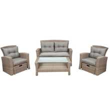 MERAX Patio Furniture Set, 4 Piece Outdoor Conversation Set All Weather Wicker Sectional Sofa With Ottoman And Cushions - Grey - View 4