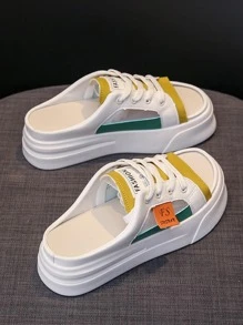 Xăng-đan thể thao có dây buộc phía trước họa tiết chữ cái dành cho nữ, Xăng-đan thể thao - màu xanh lá - Xem 4