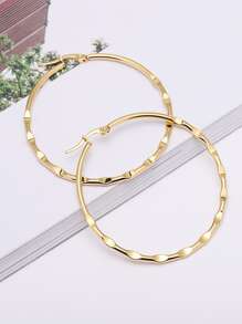 Fashionable Stainless Steel Textured Hoop Earrings For Women For Daily Decoration