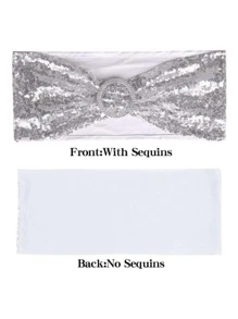 1入組戒指裝飾亮片椅子現代滌綸椅子腰帶適合派對 - 白色 - 查看 2