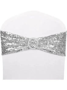 1入組戒指裝飾亮片椅子現代滌綸椅子腰帶適合派對 - 白色 - 查看 6