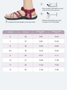 MEGNYA Hiking Sandals for Women, Comfortable Walking Sandals Hook Loop Strap, Sports Lightweight Slides - Burgundy - View 4