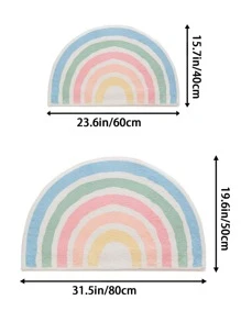 1 pieza de Alfombra de baño antideslizante con patrón de arco iris, moderna alfombra acrílica absorbente para inodoro, decoración de baño y habitación - Multicolor - Ver 5