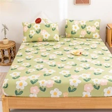 1pc Flower Pattern Fitted Sheet, Modern Fabric Fitted Bottom Sheet For Bedroom - Multicolor - View 2