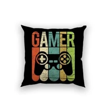 1pc Gamepad & Letter Graphic Cushion Cover Without Filler, Modern Fabric Decorative Throw Pillow Case For Living Room And Bedroom - Multicolor - View 5