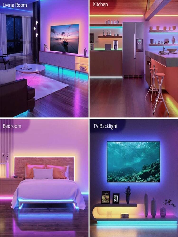 1入組3m/5m/10m/15mRGBLED燈帶帶無綫控制,USB和24鍵紅外線遙控靈活裝飾燈帶適用於臥室,客廳,派對氛圍裝飾用品 - 彩色 - 查看 2