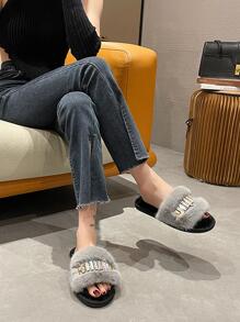Dép đi trong nhà trang trí phòng ngủ cho nữ, Dép đi trong nhà thời trang trong nhà - Màu xám đen - Xem 3