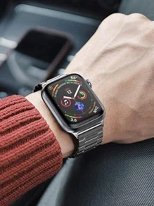 男女適用的商務休閒時尚不鏽鋼金屬表帶,適用於apple Watch 42mm/44mm/45mm/49mm/38mm/40mm/41mm系列8/7/6/5/4/3/2/1/se/se2/ultra Strap Bracelet。附贈免拆裝工具 - 灰色 - 查看 4